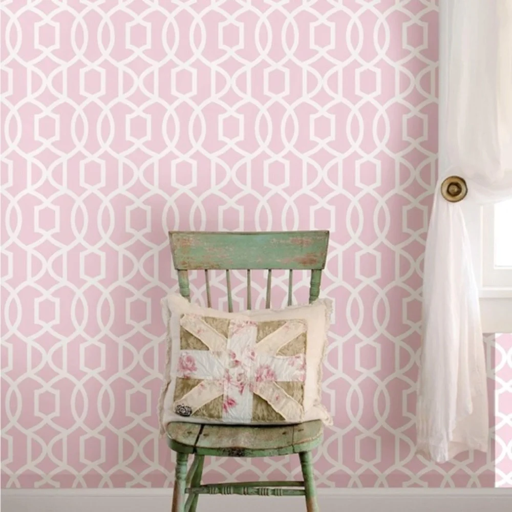 NEW WALLPOPS Wall Paper for Walls, Crafts, etc in Pink/White Design